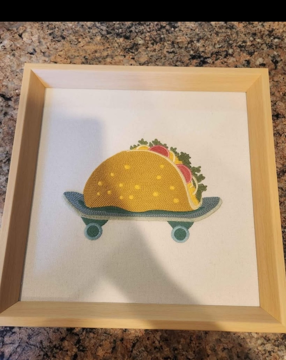Whimsical Taco Skateboard Framed Art - Yellow & Teal